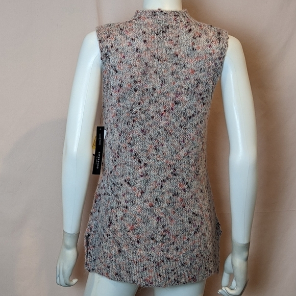 Liverpool Pink Knitted Confetti Dot Sleeveless Mock Neck Sweater Vest Top Small - Picture 3 of 7